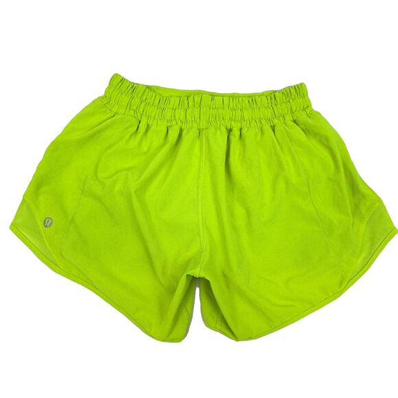 LULULEMON Hotty Hot Short II *Long 4” Size 4 Highlight Yellow/Green B10 - Picture 3 of 7